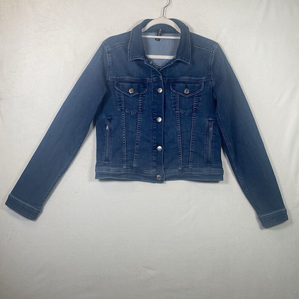 Athleta Detour Denim Jacket Women’s Size Small Tall Blue Stretch Cotton Blend